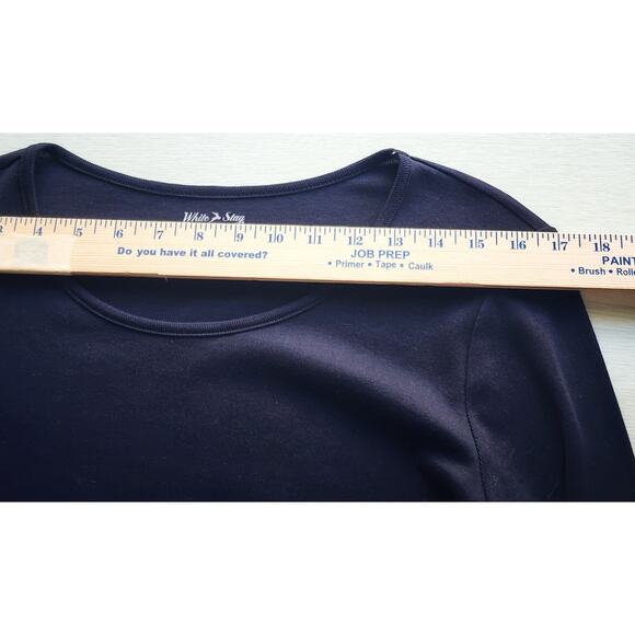 TOP/BLOUSE-WHITE STAG-Long Sleeve T-Style Top-Black-Scoop Neck-Size M (8-10) - Picture 6 of 11